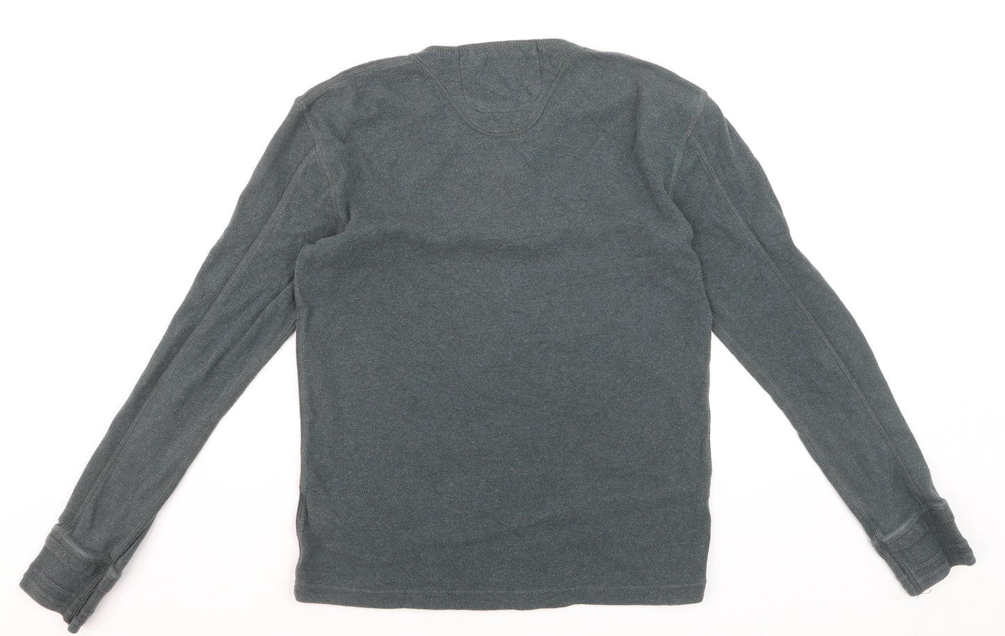 Superdry Men’s Green Long Sleeve Henley Top Size L Cotton Casual