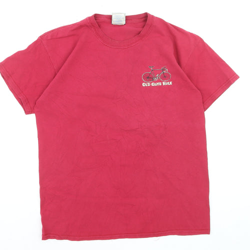 Old Guys Rule Men's Red Graphic T-Shirt Size M Funny Bicycle Print