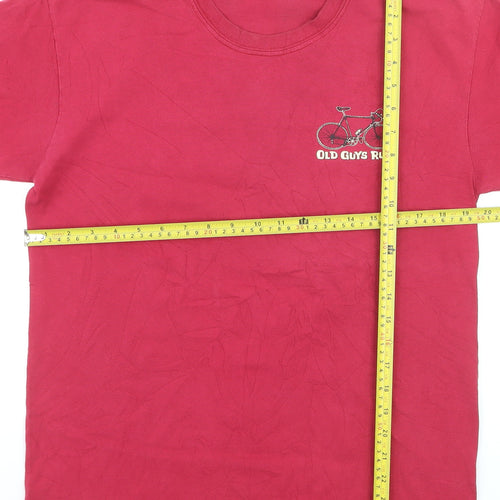 Old Guys Rule Men's Red Graphic T-Shirt Size M Funny Bicycle Print