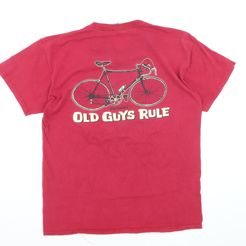 Old Guys Rule Men's Red Graphic T-Shirt Size M Funny Bicycle Print