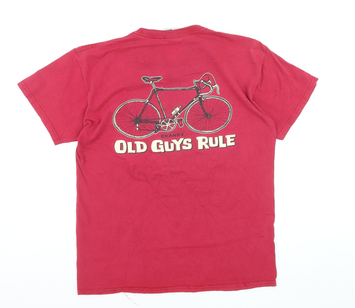 Old Guys Rule Men's Red Graphic T-Shirt Size M Funny Bicycle Print