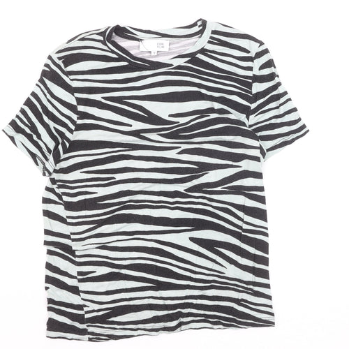 By Henry Holland Women's Black Zebra Print Cotton T-Shirt Size 12