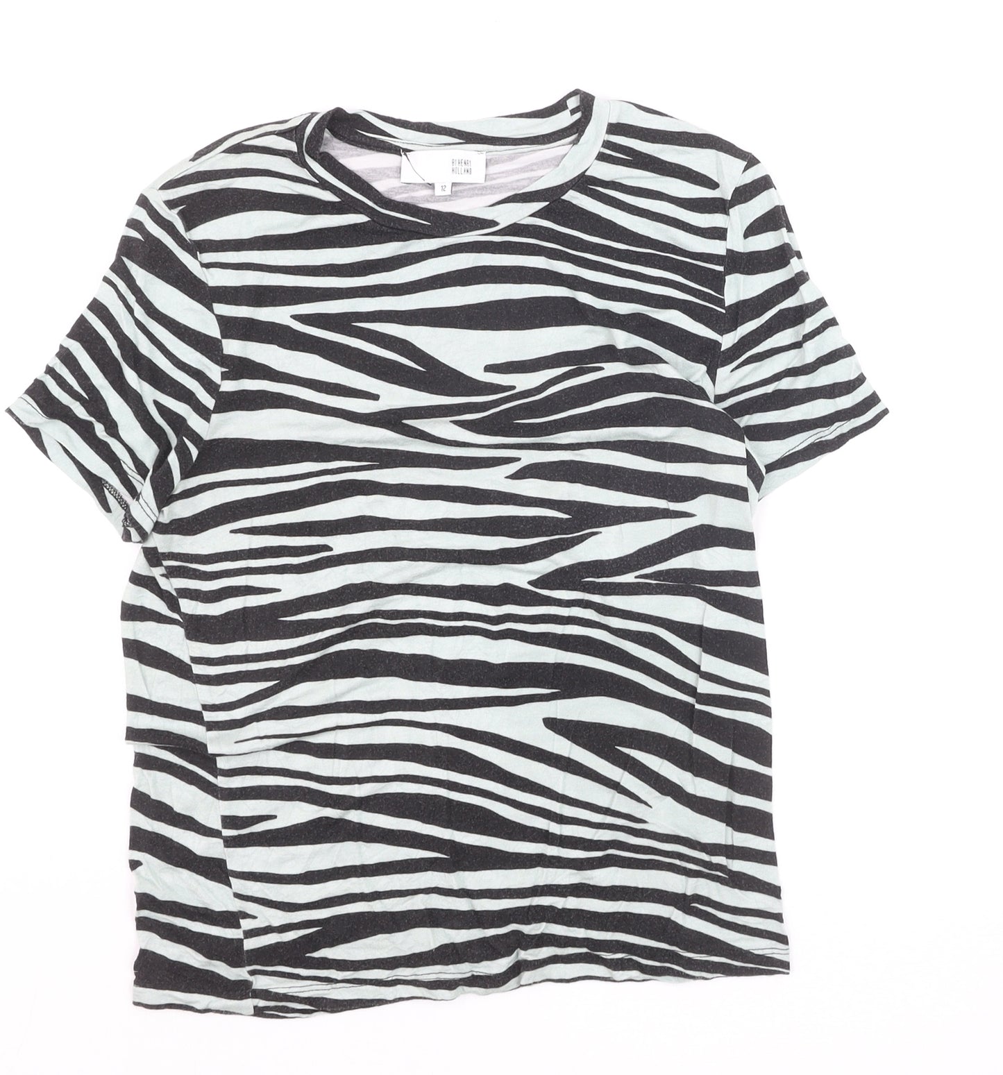 By Henry Holland Women's Black Zebra Print Cotton T-Shirt Size 12