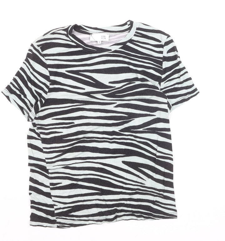 By Henry Holland Women's Black Zebra Print Cotton T-Shirt Size 12