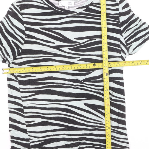 By Henry Holland Women's Black Zebra Print Cotton T-Shirt Size 12
