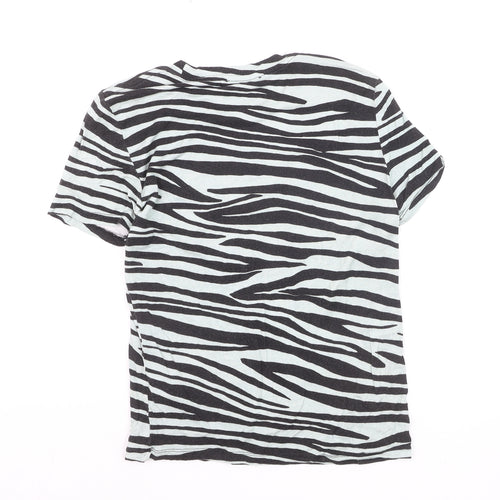 By Henry Holland Women's Black Zebra Print Cotton T-Shirt Size 12