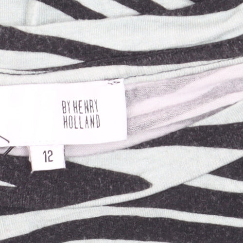 By Henry Holland Women's Black Zebra Print Cotton T-Shirt Size 12
