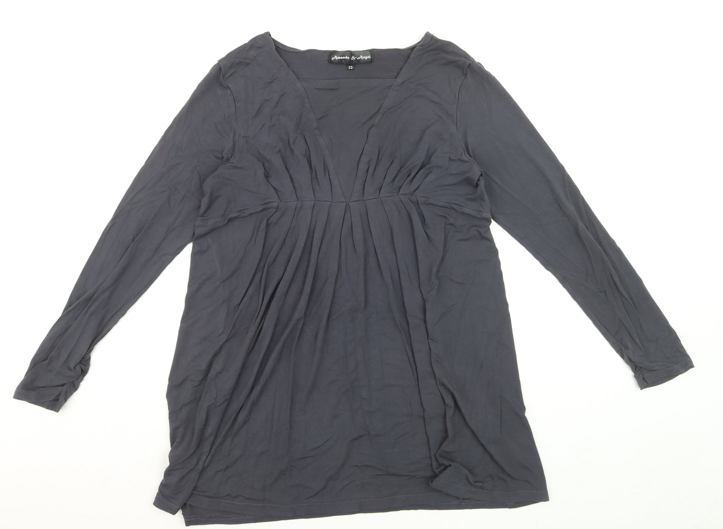 Amanda & Angel Women's Black Size 12 Long Sleeve Tunic Blouse