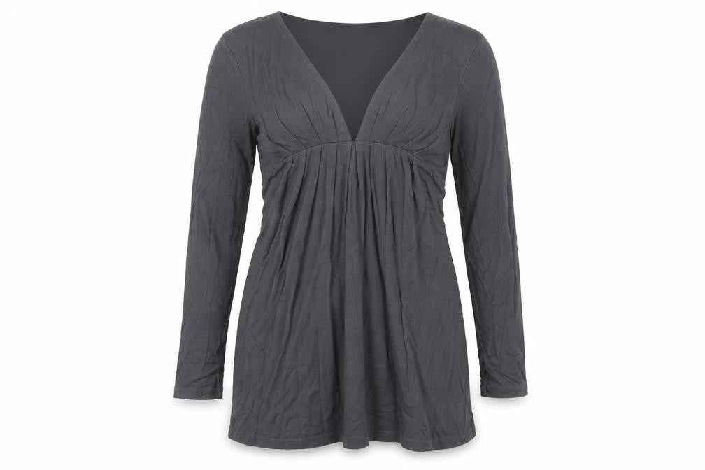 Front view of Amanda & Angel Women's Black, size 12, Long Sleeve Tunic Blouse