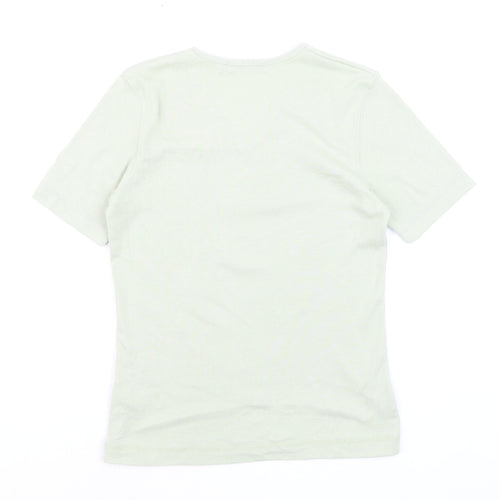 Poppy Womens Green V-Neck Short Sleeve Basic T-Shirt Size 10