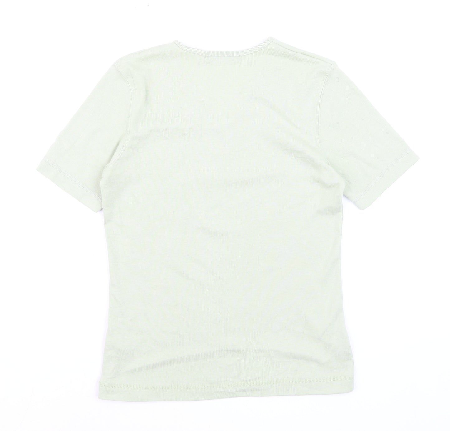Poppy Womens Green V-Neck Short Sleeve Basic T-Shirt Size 10