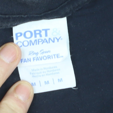 Port & Company Men's Black Vintage 1947 Graphic Cotton T-Shirt M