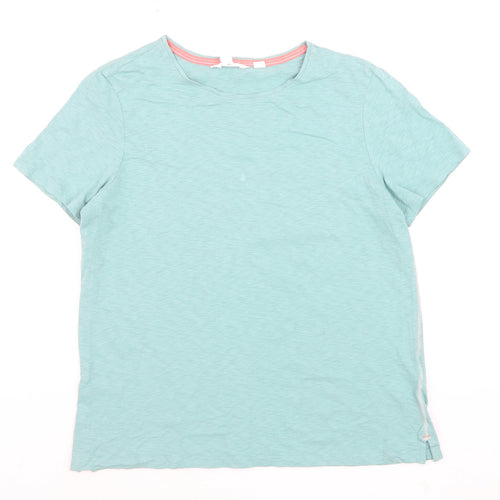 White Stuff Women's Blue Cotton Crew Neck Short Sleeve T-Shirt UK 12