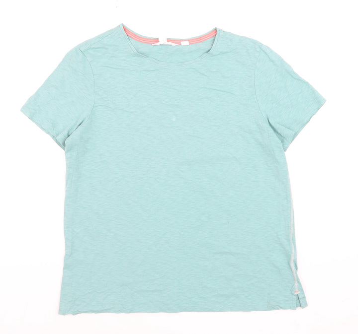 White Stuff Women's Blue Cotton Crew Neck Short Sleeve T-Shirt UK 12