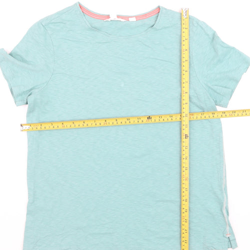 White Stuff Women's Blue Cotton Crew Neck Short Sleeve T-Shirt UK 12