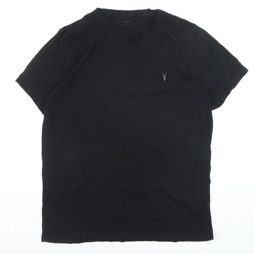 AllSaints Men's Black Cotton Crew Neck Logo T-Shirt Size L