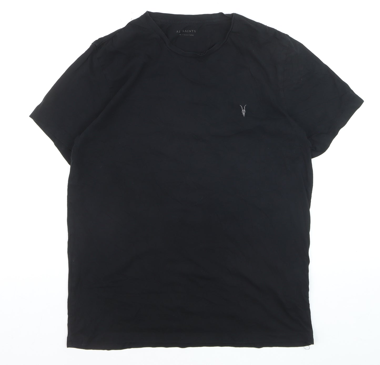AllSaints Men's Black Cotton Crew Neck Logo T-Shirt Size L