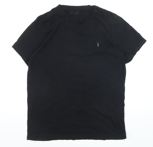 AllSaints Men's Black Cotton Crew Neck Logo T-Shirt Size L