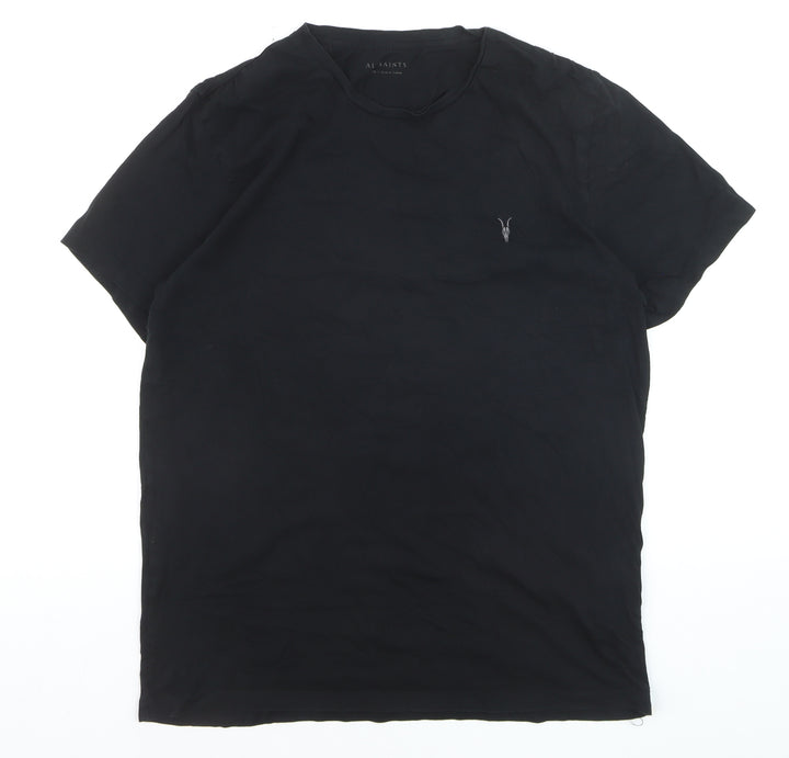 AllSaints Men's Black Cotton Crew Neck Logo T-Shirt Size L