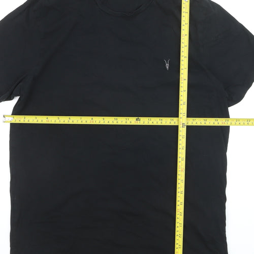 AllSaints Men's Black Cotton Crew Neck Logo T-Shirt Size L