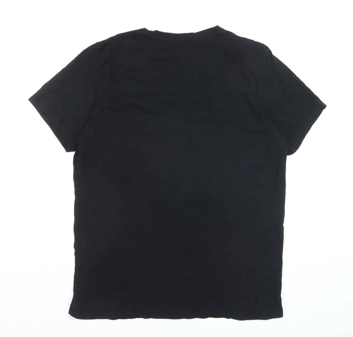 AllSaints Men's Black Cotton Crew Neck Logo T-Shirt Size L