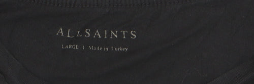 AllSaints Men's Black Cotton Crew Neck Logo T-Shirt Size L