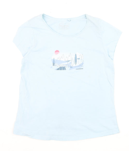Craghoppers Women Blue Cotton Short Sleeve Graphic T-Shirt Size 14