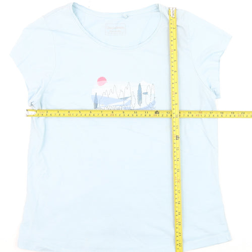Craghoppers Women Blue Cotton Short Sleeve Graphic T-Shirt Size 14