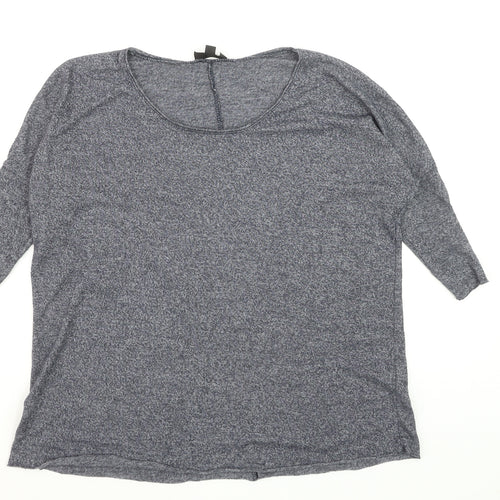 Topshop Women’s Blue Jersey 3/4 Sleeve Relaxed T-Shirt Size 6