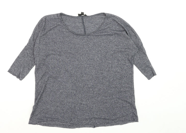 Topshop Women’s Blue Jersey 3/4 Sleeve Relaxed T-Shirt Size 6