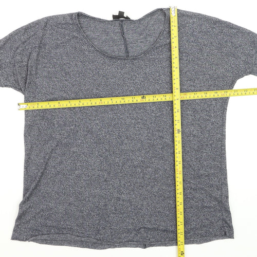 Topshop Women’s Blue Jersey 3/4 Sleeve Relaxed T-Shirt Size 6