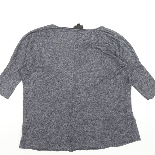 Topshop Women’s Blue Jersey 3/4 Sleeve Relaxed T-Shirt Size 6