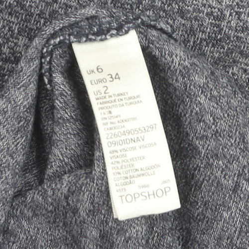 Topshop Women’s Blue Jersey 3/4 Sleeve Relaxed T-Shirt Size 6