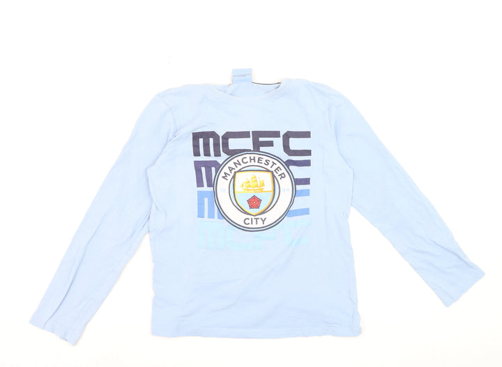 Manchester City Boys Blue Long Sleeve Pyjama Top 11-12 Years Football Sportswear