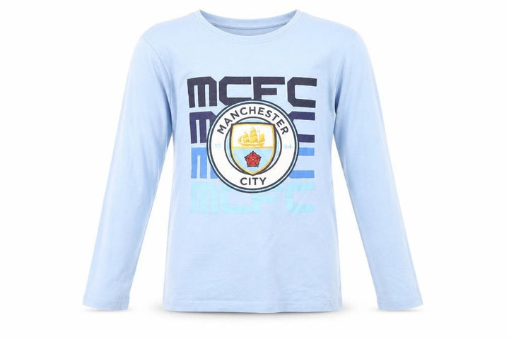Manchester City Boys Blue Long Sleeve Pyjama Top 11-12 Years Football Sportswear