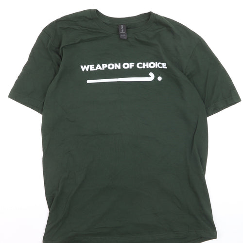 Gildan Softstyle Men's Green Graphic 'Weapon of Choice' T-Shirt Size M