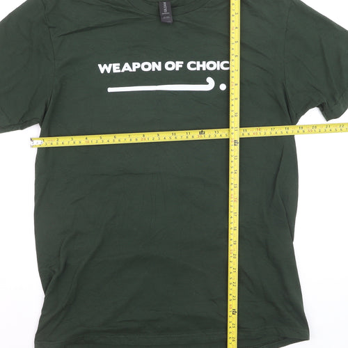 Gildan Softstyle Men's Green Graphic 'Weapon of Choice' T-Shirt Size M