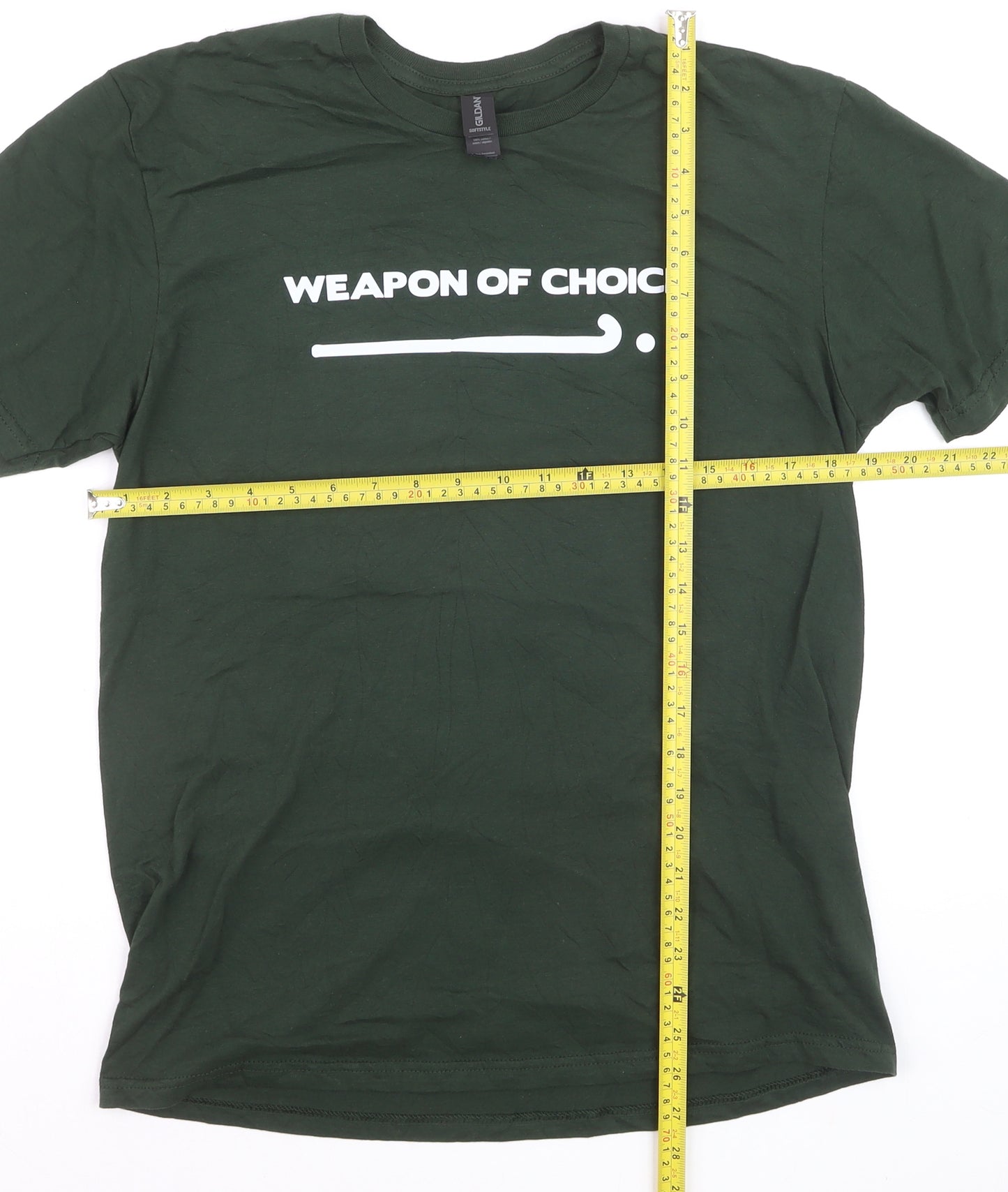 Gildan Softstyle Men's Green Graphic 'Weapon of Choice' T-Shirt Size M