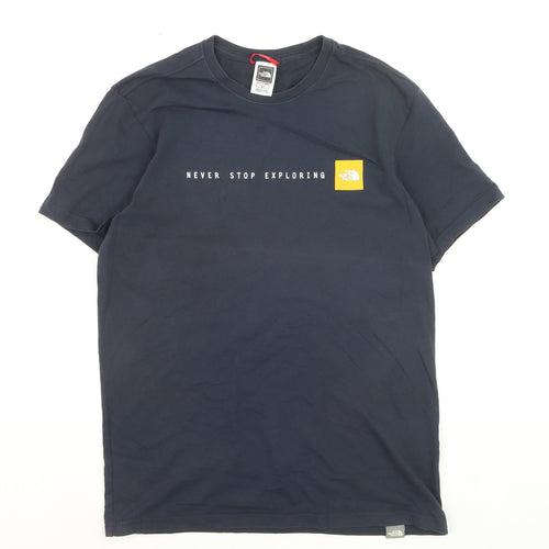 The North Face Men's Blue Small Graphic Cotton T-Shirt