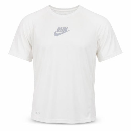 Nike Dri-Fit Men's White RUN Graphic Athletic T-Shirt Size M
