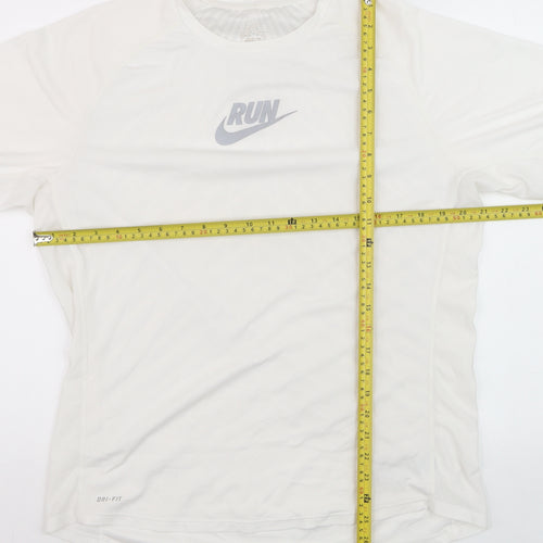 Nike Dri-Fit Men's White RUN Graphic Athletic T-Shirt Size M