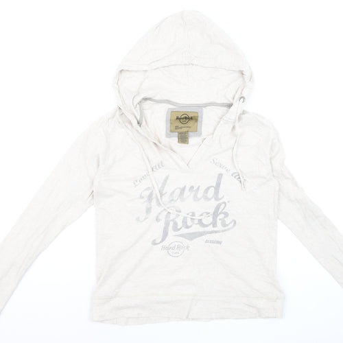 Hard Rock Cafe Womens Beige Pullover Hoodie Medium Cotton