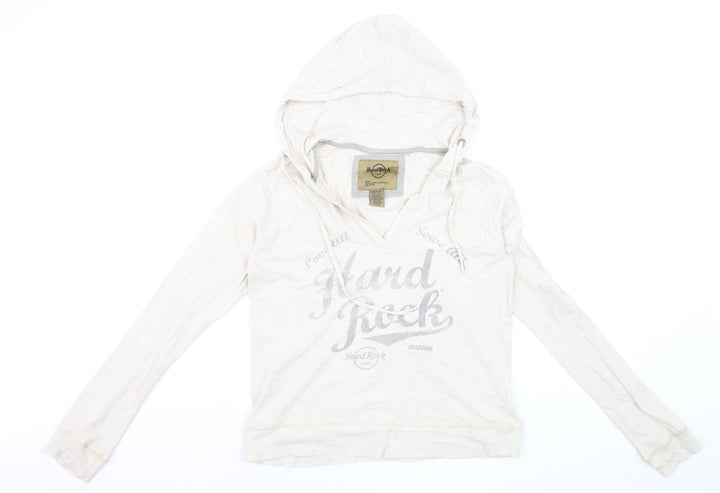 Hard Rock Cafe Womens Beige Pullover Hoodie Medium Cotton