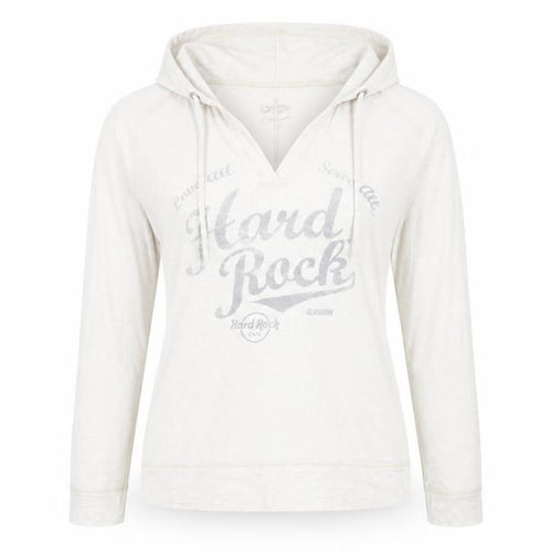 Hard Rock Cafe Womens Beige Pullover Hoodie Medium Cotton
