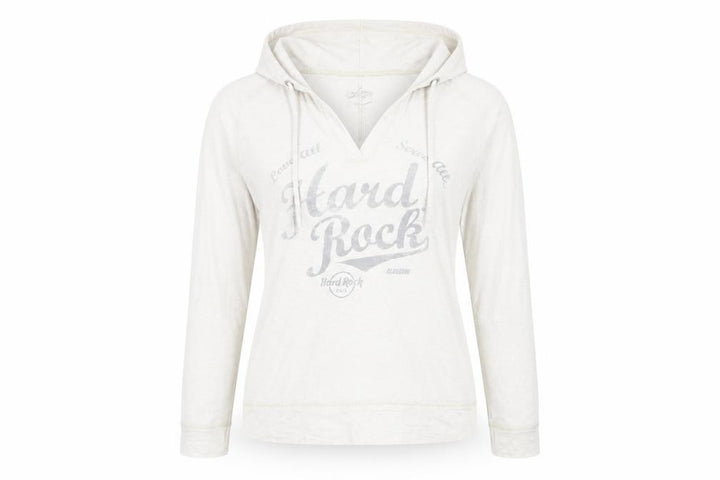 Hard Rock Cafe Womens Beige Pullover Hoodie Medium Cotton