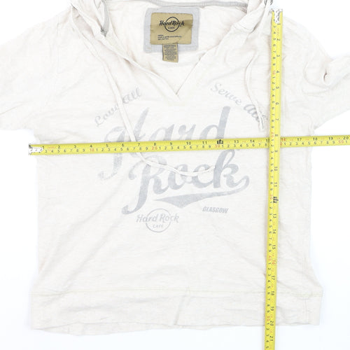 Hard Rock Cafe Womens Beige Pullover Hoodie Medium Cotton