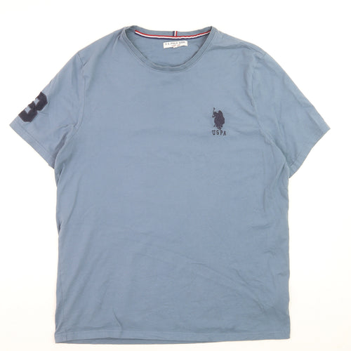 U.S. Polo Assn. Men's Blue XXL Crew Neck Cotton T-Shirt Short Sleeve