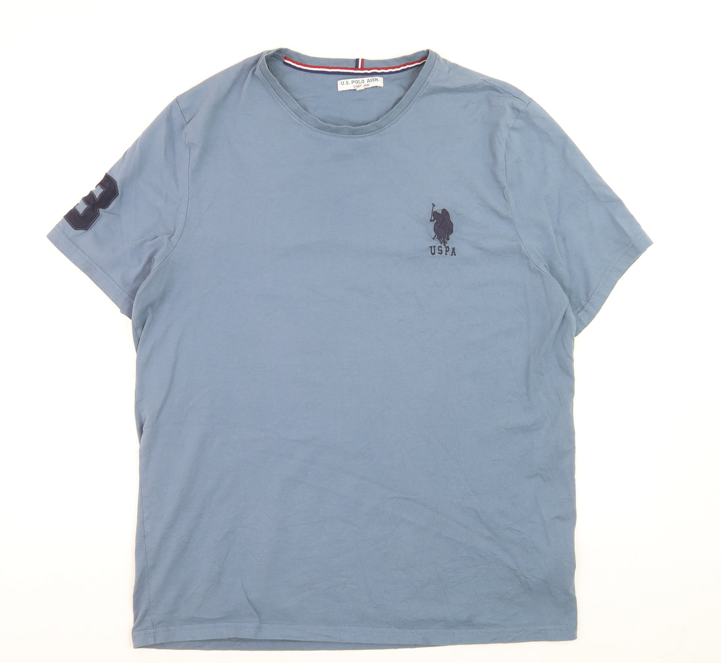 U.S. Polo Assn. Men's Blue XXL Crew Neck Cotton T-Shirt Short Sleeve