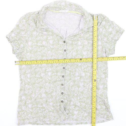 White Stuff Womens Green Collared Button-Up Linen Top Size 10
