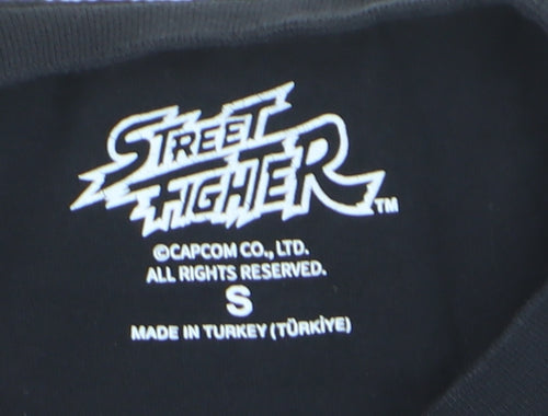 Street Fighter Black Men's Short Sleeve Cotton T-Shirt Size S